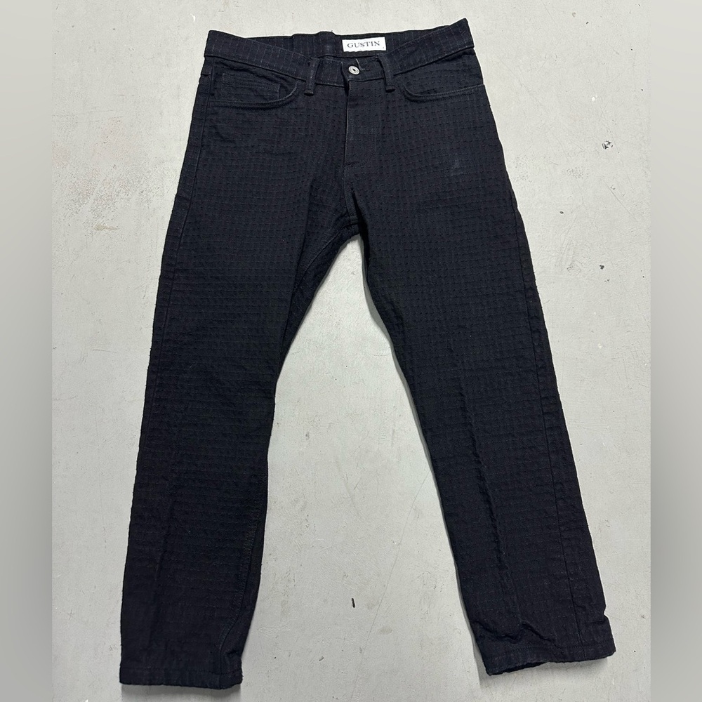 Gustin California Slim Fit Pants Men's 30x25 Black Sashiko Textured #212